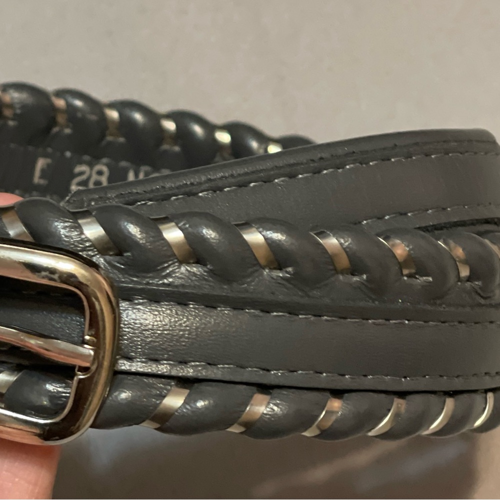Justin Womens Leather Whip Stitch Belt Gray Silver Size Small Western Casual USA - Picture 5 of 9